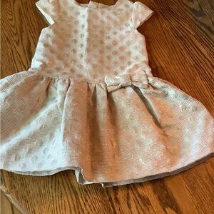 Kate Spade Little Girls Ivory Polka Dot Dress sz 4 Gold Metallic Holiday Party